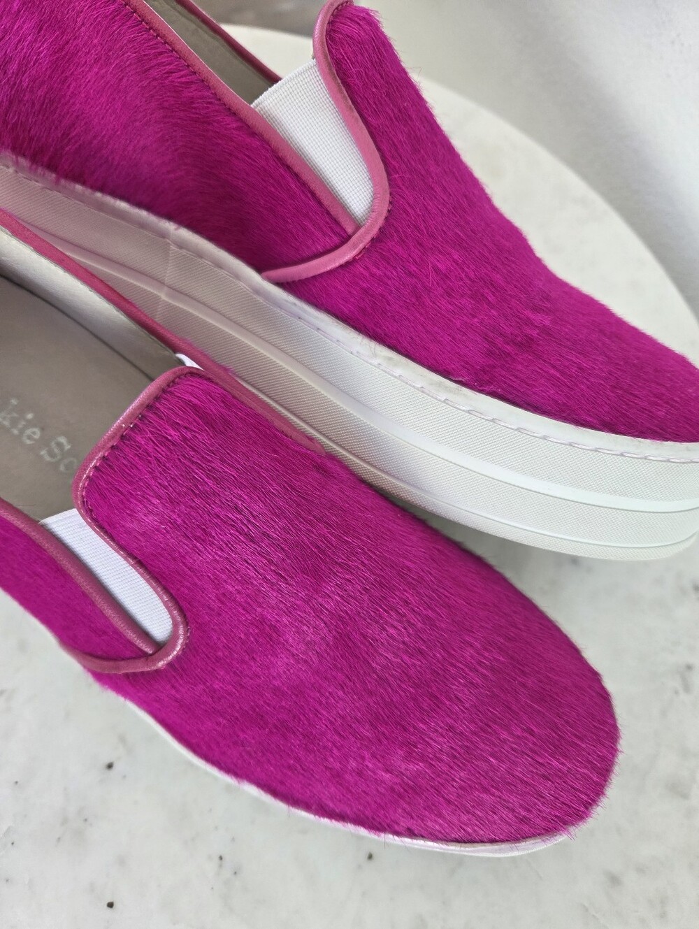 Frankie Segal calf hair slip-on sneakers Mohair Neon Cushioned Platform Retro
